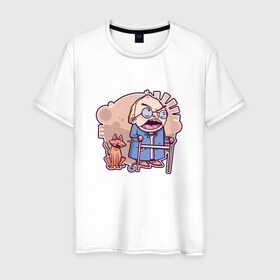 Мужская футболка хлопок с принтом Сердитый дедуля в Тюмени, 100% хлопок | прямой крой, круглый вырез горловины, длина до линии бедер, слегка спущенное плечо. | 