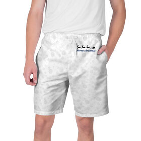 Мужские шорты 3D с принтом merry christmas в Тюмени,  полиэстер 100% | прямой крой, два кармана без застежек по бокам. Мягкая трикотажная резинка на поясе, внутри которой широкие завязки. Длина чуть выше колен | 