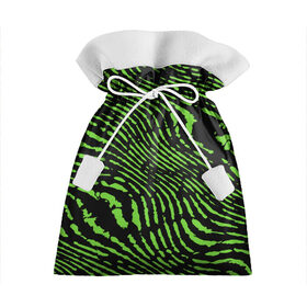 Подарочный 3D мешок с принтом Зебра в Тюмени, 100% полиэстер | Размер: 29*39 см | green | green lines | green neon | green neon lines | green zebra | lines | zebra | в полоску | зебра | зеленая зебра | зелёные полосы | зелёный | зелёный неон | полоски | полосы