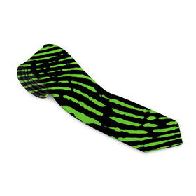 Галстук 3D с принтом Зебра в Тюмени, 100% полиэстер | Длина 148 см; Плотность 150-180 г/м2 | green | green lines | green neon | green neon lines | green zebra | lines | zebra | в полоску | зебра | зеленая зебра | зелёные полосы | зелёный | зелёный неон | полоски | полосы