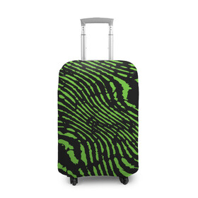 Чехол для чемодана 3D с принтом Зебра в Тюмени, 86% полиэфир, 14% спандекс | двустороннее нанесение принта, прорези для ручек и колес | green | green lines | green neon | green neon lines | green zebra | lines | zebra | в полоску | зебра | зеленая зебра | зелёные полосы | зелёный | зелёный неон | полоски | полосы