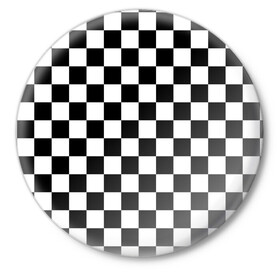 Значок с принтом Шахматка в Тюмени,  металл | круглая форма, металлическая застежка в виде булавки | абстракция | в клетку | игра | клетка | клеточка | тренд | черно белая | черно белая клетка | шахматка | шахматная клетка | шахматы