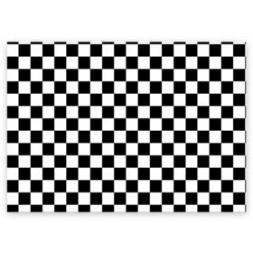 Поздравительная открытка с принтом Шахматка в Тюмени, 100% бумага | плотность бумаги 280 г/м2, матовая, на обратной стороне линовка и место для марки
 | Тематика изображения на принте: абстракция | в клетку | игра | клетка | клеточка | тренд | черно белая | черно белая клетка | шахматка | шахматная клетка | шахматы