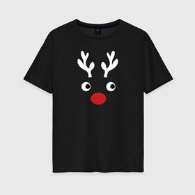 Женская футболка хлопок Oversize с принтом Deer Papa в Тюмени, 100% хлопок | свободный крой, круглый ворот, спущенный рукав, длина до линии бедер
 | 2020 | family look | merry christmas | new year | год крысы | зима | новый год | праздник | рождество | фэмили лук