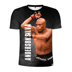 Мужская футболка 3D спортивная с принтом Anderson Silva в Тюмени, 100% полиэстер с улучшенными характеристиками | приталенный силуэт, круглая горловина, широкие плечи, сужается к линии бедра | ahmat | anderson | mma | silva | ufc | андерсон | ахмат | бои без правил | микс файт | мма | силва | сильва