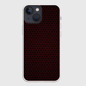 Чехол для iPhone 13 mini с принтом Red mesh в Тюмени,  |  | abstraction | dark | hexagon | mesh | red | red mesh | shape | texture | абстракция | красная сетка | красный | сетка | текстура | темный | форма | шестиугольник