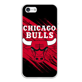 Чехол для iPhone 5/5S матовый с принтом Чикаго Буллз в Тюмени, Силикон | Область печати: задняя сторона чехла, без боковых панелей | Тематика изображения на принте: bulls | chicago | chicago bulls | nba | баскетбол | буллз | нба | чикаго | чикаго буллз