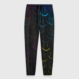Мужские брюки 3D с принтом Rainbow smile в Тюмени, 100% полиэстер | манжеты по низу, эластичный пояс регулируется шнурком, по бокам два кармана без застежек, внутренняя часть кармана из мелкой сетки | необычное | прикольное | радуга | смайл