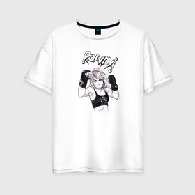 Женская футболка хлопок Oversize с принтом Ронда Роузи в Тюмени, 100% хлопок | свободный крой, круглый ворот, спущенный рукав, длина до линии бедер
 | без | бои | бойцы | правил | спорт