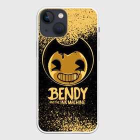 Чехол для iPhone 13 mini с принтом Bendy And The Ink Machine в Тюмени,  |  | bendy | bendy and the ink machine | бенди | бени | бенни | бэнди | детская | детям | игра | капли | компьютерная игра | краска | машина | подтеки | ужастик | чернила | чернильная