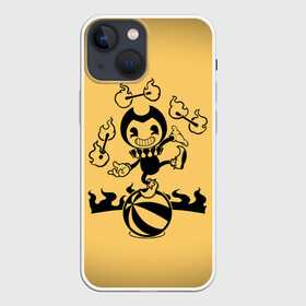 Чехол для iPhone 13 mini с принтом Bendy And The Ink Machine в Тюмени,  |  | bendy | bendy and the ink machine | бенди | бени | бенни | бэнди | детская | детям | игра | капли | компьютерная игра | краска | машина | подтеки | ужастик | чернила | чернильная