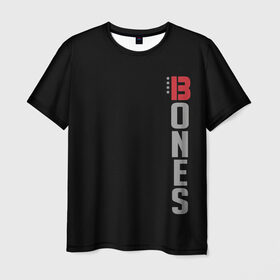 Мужская футболка 3D с принтом Jon Bones Jones в Тюмени, 100% полиэфир | прямой крой, круглый вырез горловины, длина до линии бедер | Тематика изображения на принте: bones | jon | jones | mma | ufc | боец | джон | джонс | единоборства | кости | кость | мма | смешанные | юфс