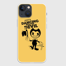 Чехол для iPhone 13 mini с принтом Bendy And The Ink Machine в Тюмени,  |  | bendy | bendy and the ink machine | бенди | бени | бенни | бэнди | детская | детям | игра | капли | компьютерная игра | краска | машина | подтеки | ужастик | чернила | чернильная