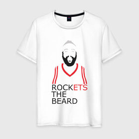 Мужская футболка хлопок с принтом Rockets The Beard в Тюмени, 100% хлопок | прямой крой, круглый вырез горловины, длина до линии бедер, слегка спущенное плечо. | basketball | beard | game | harden | houston | james | nba | rockets | sport | баскетбол | борода | джеймс | нба | рокетс | спорт | тренер | харден | хьюстон | чемпион