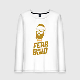 Женский лонгслив хлопок с принтом Fear The Beard в Тюмени, 100% хлопок |  | basketball | beard | game | harden | houston | james | nba | rockets | sport | баскетбол | борода | джеймс | нба | рокетс | спорт | тренер | харден | хьюстон | чемпион