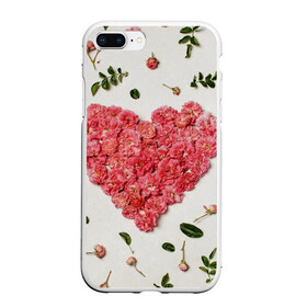 Чехол для iPhone 7Plus/8 Plus матовый с принтом Сердце из роз в Тюмени, Силикон | Область печати: задняя сторона чехла, без боковых панелей | бутон роз | лепестки роз | роза | розы | сердце | сердце из роз | цветы