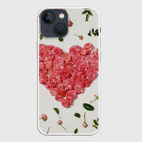 Чехол для iPhone 13 mini с принтом Сердце из роз в Тюмени,  |  | Тематика изображения на принте: бутон роз | лепестки роз | роза | розы | сердце | сердце из роз | цветы