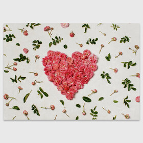 Поздравительная открытка с принтом Сердце из роз в Тюмени, 100% бумага | плотность бумаги 280 г/м2, матовая, на обратной стороне линовка и место для марки
 | бутон роз | лепестки роз | роза | розы | сердце | сердце из роз | цветы