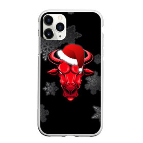 Чехол для iPhone 11 Pro Max матовый с принтом Бык в Тюмени, Силикон |  | 2021 | bull | new year | red bull | бык | бычара | гирлянда | дед мороз | елка | мем | модная | новогодняя | новый год | прикол | ред булл | рога | санта | символ года | снег | снежинка