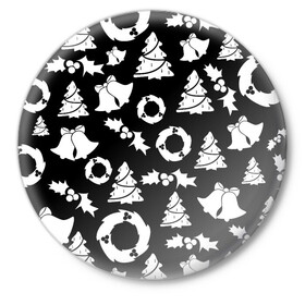Значок с принтом Новогодний в Тюмени,  металл | круглая форма, металлическая застежка в виде булавки | Тематика изображения на принте: 2020 | family look | merry christmas | new year | год крысы | зима | новый год | праздник | рождество | фэмили лук