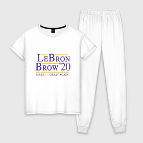 Женская пижама хлопок с принтом Make LA Great Again в Тюмени, 100% хлопок | брюки и футболка прямого кроя, без карманов, на брюках мягкая резинка на поясе и по низу штанин | 23 | anthony davis | basketball | bryant | game | james | kobe | lebron | los angeles | nba | sport | баскетбол | брайант | бровь | джеймс | калифорния | коби | король | леброн | лейкерс | лос анджелес | нба | спорт | тренер | чемпио