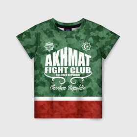 Детская футболка 3D с принтом FIGHT CLUB AKHMAT в Тюмени, 100% гипоаллергенный полиэфир | прямой крой, круглый вырез горловины, длина до линии бедер, чуть спущенное плечо, ткань немного тянется | aca | acb | akhmat | club | fight | mma | wfca | ахмат | грозный | чечня