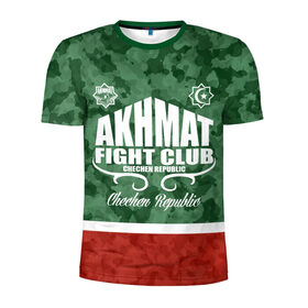 Мужская футболка 3D спортивная с принтом FIGHT CLUB AKHMAT в Тюмени, 100% полиэстер с улучшенными характеристиками | приталенный силуэт, круглая горловина, широкие плечи, сужается к линии бедра | aca | acb | akhmat | club | fight | mma | wfca | ахмат | грозный | чечня