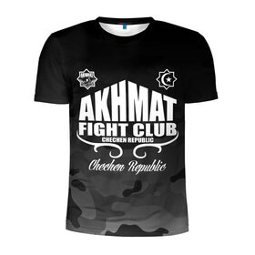 Мужская футболка 3D спортивная с принтом FIGHT CLUB AKHMAT в Тюмени, 100% полиэстер с улучшенными характеристиками | приталенный силуэт, круглая горловина, широкие плечи, сужается к линии бедра | Тематика изображения на принте: aca | acb | akhmat | club | fight | mma | wfca | ахмат | грозный | чечня