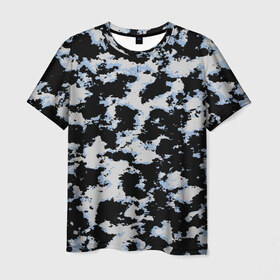 Мужская футболка 3D с принтом Sky Camo в Тюмени, 100% полиэфир | прямой крой, круглый вырез горловины, длина до линии бедер | black and white | camo | camouflage | cloud | clouds | skies | sky | sky camouflage | urban | urban camo | urban camouflage | городской камуфляж | камуфляж | облака | облако | чёрный и белый