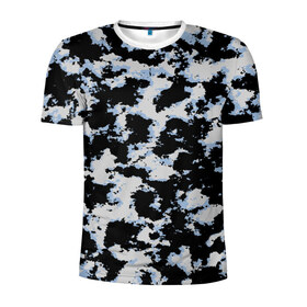 Мужская футболка 3D спортивная с принтом Sky Camo в Тюмени, 100% полиэстер с улучшенными характеристиками | приталенный силуэт, круглая горловина, широкие плечи, сужается к линии бедра | black and white | camo | camouflage | cloud | clouds | skies | sky | sky camouflage | urban | urban camo | urban camouflage | городской камуфляж | камуфляж | облака | облако | чёрный и белый