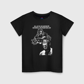 Детская футболка хлопок с принтом Александр Емельяненко в Тюмени, 100% хлопок | круглый вырез горловины, полуприлегающий силуэт, длина до линии бедер | akhmat | world fighting championship | александр | единоборствам | емельяненко | смешанным