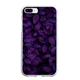 Чехол для iPhone 7Plus/8 Plus матовый с принтом Purple Leaves в Тюмени, Силикон | Область печати: задняя сторона чехла, без боковых панелей | leaves | nature | pink | plants | purple | striped | texture | veins | жилки | листья | полосатый | природа | растения | розовый | текстура | фиолетовый