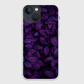 Чехол для iPhone 13 mini с принтом Purple Leaves в Тюмени,  |  | leaves | nature | pink | plants | purple | striped | texture | veins | жилки | листья | полосатый | природа | растения | розовый | текстура | фиолетовый