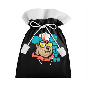 Подарочный 3D мешок с принтом Медведь в Тюмени, 100% полиэстер | Размер: 29*39 см | art | bear | brooklyn | cap | hipster | teddy bear | арт | бруклин | кепка | медведь | мишка | очки | хипстер