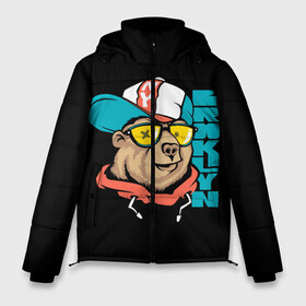 Мужская зимняя куртка 3D с принтом Медведь в Тюмени, верх — 100% полиэстер; подкладка — 100% полиэстер; утеплитель — 100% полиэстер | длина ниже бедра, свободный силуэт Оверсайз. Есть воротник-стойка, отстегивающийся капюшон и ветрозащитная планка. 

Боковые карманы с листочкой на кнопках и внутренний карман на молнии. | art | bear | brooklyn | cap | hipster | teddy bear | арт | бруклин | кепка | медведь | мишка | очки | хипстер