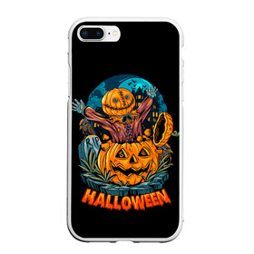 Чехол для iPhone 7Plus/8 Plus матовый с принтом Happy Halloween в Тюмени, Силикон | Область печати: задняя сторона чехла, без боковых панелей | diy | ghost | halloween | horror | makeup | scary | skull clown | trick or treat | вампир | ведьма | кошка | луна | магия | ночь | тыква | хэллоуин