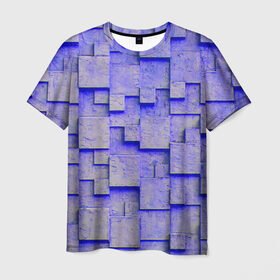 Мужская футболка 3D с принтом UlliCom в Тюмени, 100% полиэфир | прямой крой, круглый вырез горловины, длина до линии бедер | abstraction | blue | mesh | mosaic | panels | surface | texture | абстракция | мозайка | панели | поверхность | сетка | синий | текстура
