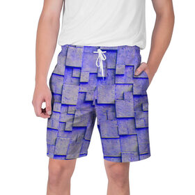 Мужские шорты 3D с принтом UlliCom в Тюмени,  полиэстер 100% | прямой крой, два кармана без застежек по бокам. Мягкая трикотажная резинка на поясе, внутри которой широкие завязки. Длина чуть выше колен | abstraction | blue | mesh | mosaic | panels | surface | texture | абстракция | мозайка | панели | поверхность | сетка | синий | текстура