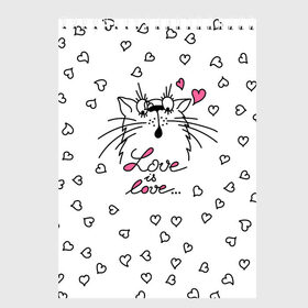 Скетчбук с принтом Любовь - Кот в Тюмени, 100% бумага
 | 48 листов, плотность листов — 100 г/м2, плотность картонной обложки — 250 г/м2. Листы скреплены сверху удобной пружинной спиралью | cat | love | котики | коты | кошки | любовь | сердце