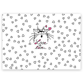 Поздравительная открытка с принтом Любовь - Кот в Тюмени, 100% бумага | плотность бумаги 280 г/м2, матовая, на обратной стороне линовка и место для марки
 | Тематика изображения на принте: cat | love | котики | коты | кошки | любовь | сердце
