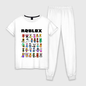Женская пижама хлопок с принтом ROBLOX PIGGY в Тюмени, 100% хлопок | брюки и футболка прямого кроя, без карманов, на брюках мягкая резинка на поясе и по низу штанин | Тематика изображения на принте: piggy | roblox | roblox games | roblox piggy | игра роблокс | пигги. | роблокс | роблокс пигги | робукс