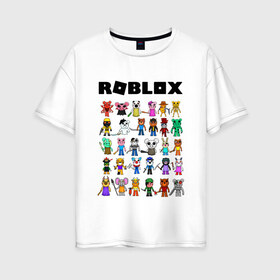 Женская футболка хлопок Oversize с принтом ROBLOX PIGGY в Тюмени, 100% хлопок | свободный крой, круглый ворот, спущенный рукав, длина до линии бедер
 | piggy | roblox | roblox games | roblox piggy | игра роблокс | пигги. | роблокс | роблокс пигги | робукс