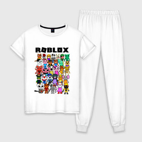 Женская пижама хлопок с принтом ROBLOX PIGGY в Тюмени, 100% хлопок | брюки и футболка прямого кроя, без карманов, на брюках мягкая резинка на поясе и по низу штанин | piggy | roblox | roblox games | roblox piggy | игра роблокс | пигги. | роблокс | роблокс пигги | робукс