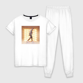 Женская пижама хлопок с принтом Комета в Тюмени, 100% хлопок | брюки и футболка прямого кроя, без карманов, на брюках мягкая резинка на поясе и по низу штанин | jony | pop | комета | музыка | поп | русская музыка | ты беспощадна