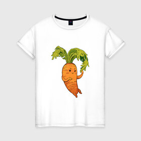 Женская футболка хлопок с принтом Милая морковка в Тюмени, 100% хлопок | прямой крой, круглый вырез горловины, длина до линии бедер, слегка спущенное плечо | 