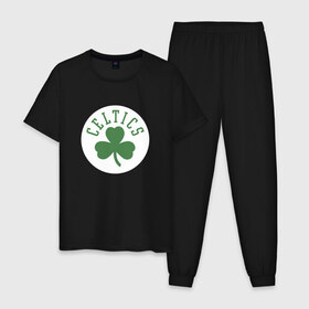 Мужская пижама хлопок с принтом Boston Celtics в Тюмени, 100% хлопок | брюки и футболка прямого кроя, без карманов, на брюках мягкая резинка на поясе и по низу штанин
 | 