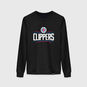 Женский свитшот хлопок с принтом Los Angeles Clippers в Тюмени, 100% хлопок | прямой крой, круглый вырез, на манжетах и по низу широкая трикотажная резинка  | Тематика изображения на принте: angeles | clippers | los | nba | анджелес | баскетбол | клипперс | лос | нба