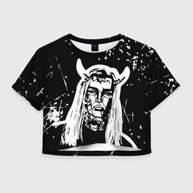 Женская футболка Crop-top 3D с принтом GHOSTEMANE в Тюмени, 100% полиэстер | круглая горловина, длина футболки до линии талии, рукава с отворотами | 1930 | blackmage | flesh | ghost | ghoste | ghostemane | ghostman | ghostmane | hexada | kreep | mane | mercury | music | nihil | noise | omnis | parv0 | pouya | rap | suicideboys | venom | гостмейн | гостмэйн