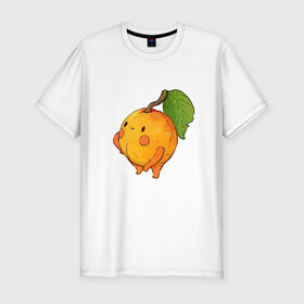 Мужская футболка хлопок Slim с принтом Спелый и сочный в Тюмени, 92% хлопок, 8% лайкра | приталенный силуэт, круглый вырез ворота, длина до линии бедра, короткий рукав | абрикос | абрикосы | арт | мило | милота | персик | персики | рисунок | свежий продукт | свежий фрукт | фрукт