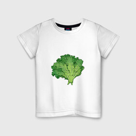 Детская футболка хлопок с принтом Кудрявая капуста в Тюмени, 100% хлопок | круглый вырез горловины, полуприлегающий силуэт, длина до линии бедер | арт | капуста | кудри | кудрявая | кудрявая капуста | кудряшки | мило | милота | овощ | рисунок | свежий овощ | свежий продукт